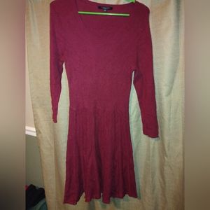 Burgundy cable knit dress